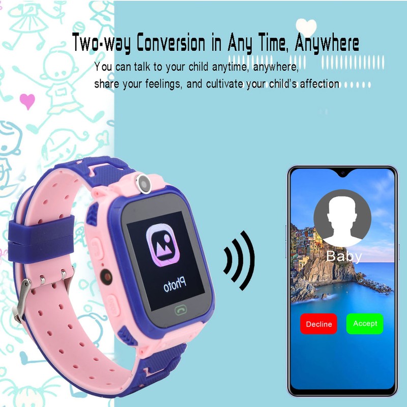 Smartwatch Multifunction Children Digital Wristwatch for IOS/AndroidQ12 Pink