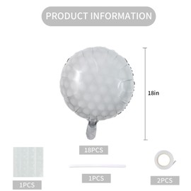 Vuzvuv 18Pcs Golf Balloons,18 Inch Balloons for Ball Sports Themed Party Decorations Birthday Decor（Light Gray）