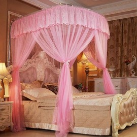 U-Shaped Lace Bed Mosquito Net Mosquito Net (180x200cm) (Pink)