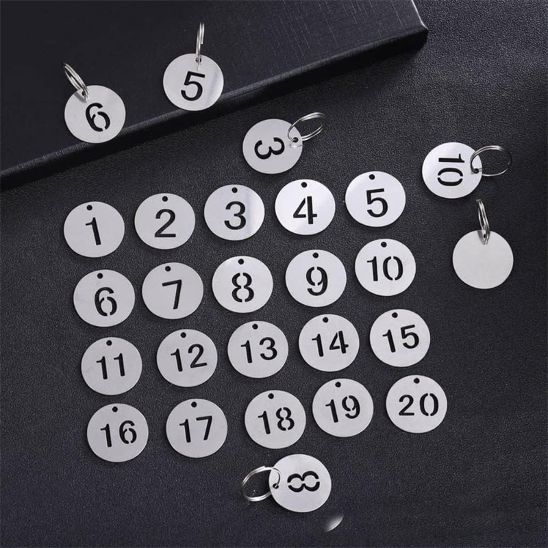 LIKENNY Door Number Tag (20mm/Stainless Steel) Key Number Tag Cloak