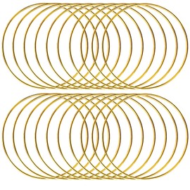 20pcs 4inch Dream Catcher Rings Metal Crafts Hoops Wreath Macrame Creations Rings for DIY Crafts, Gold Floral Hoops for Wedding Decor Wall Hanging Crafts
