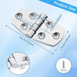 316 Stainless Steel Boat Hatch Hinges,3 inch x 1-1/2 inch (76 x 38mm) Polished Marine Hinge,Marine Boat Hatch Heavy Duty Hinges with Screws,for Boats, Yachts, Doors, Deck,Windows, Cabinets (8 Pack)