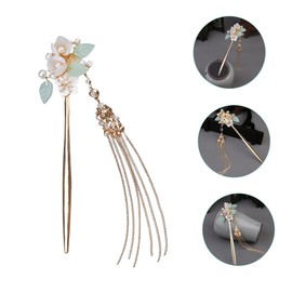 Ipetboom Pcs Flower Hair Pin Pearls Chinese Hair Stick Chopstick Dangle Buns Elegant Accessory for Daily Wear