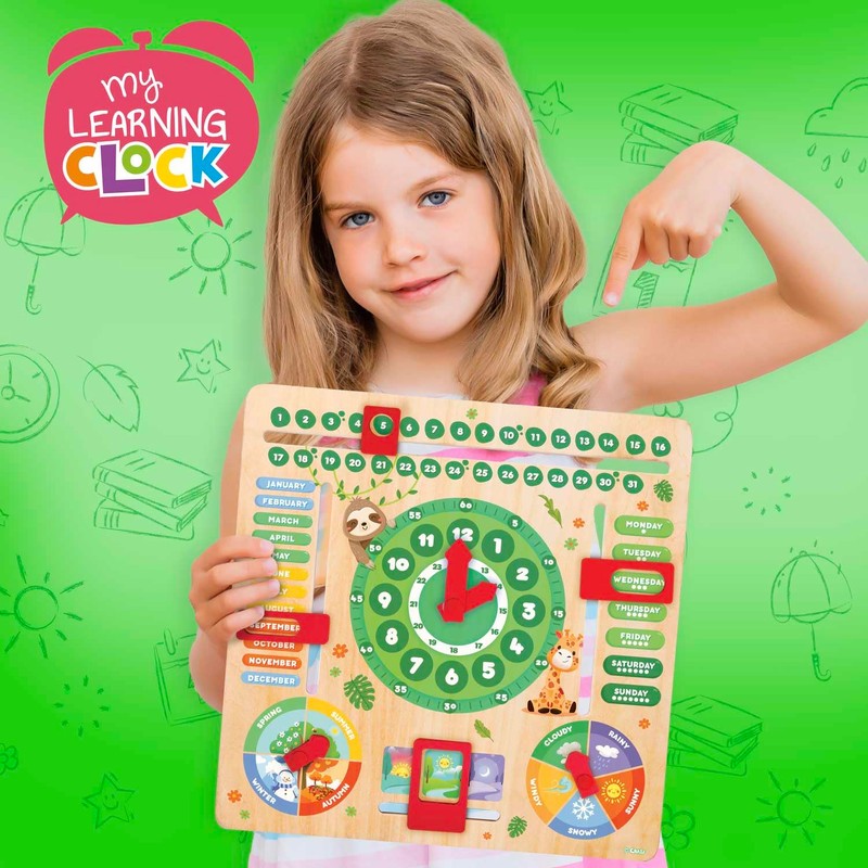 CRAZE My Learning Clock Animals English Language - Wooden Learning