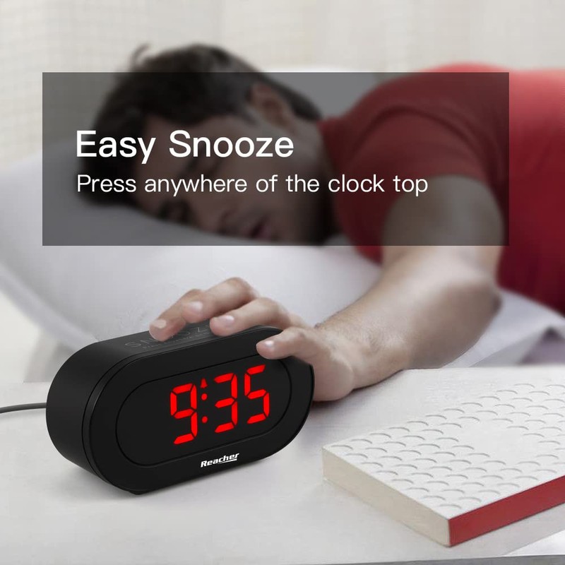 REACHER Small LED Digital Alarm Clock with Simple Operation, Full