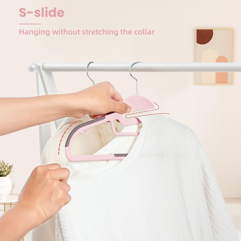 BAGAIL Plastic Hangers 50 Pack with Non-Slip Design,0.2 Inches Thick,