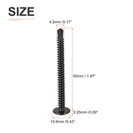 DTGN #8x2 Sheet Metal Screws - 50Pack - for Wood, Furniture - 410 Stainless Steel Phillips Round Head Washer Drill Tail Self Tapping Screws - Black