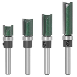 Wolfride 4PCS Straight Router Bit with Bearing, 1/4-Inch Shank Top Bearing Flush Trim Template Router Bit