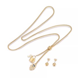 Unbranded Stainless Steel Set Pendant Necklace Earring Enamel Hamsa Fatima Miriam 30" P808