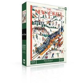 New York Puzzle Company - New Yorker Winter Weekend - 1000 Piece Jigsaw Puzzle for Adults by Ilonka Karasz