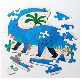 Talking Tables 52-Piece Blue Brachiosaurus DAP Puzzle & Poster | For Children, Illustrated, Jurassic Dinosaurs Lover, Birthday Gift, Brachiosaurus Shaped Dinosaur Puzzle
