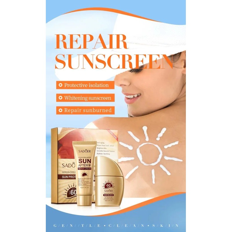 Kit De Protector Bloqueador Solar Gold Colágeno Sadoer Spf60