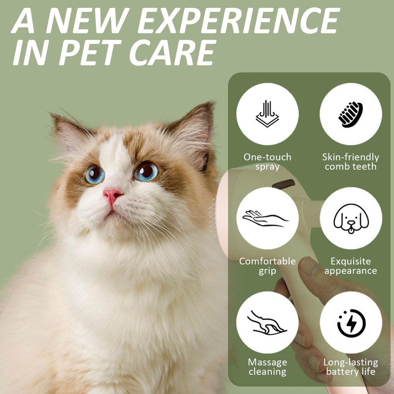 3 In 1 Self Cleaning Steamy Pet Brush, Pets Spray