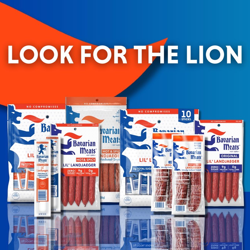 Bavarian Meats Lil' Landjaeger Meat Sticks, Smoked Sausage Protein Snacks,