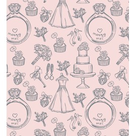 Stesha Party Pink Bridal Shower Gift Wrapping Paper - Folded Flat 30 x 20 Inch - 3 Sheets