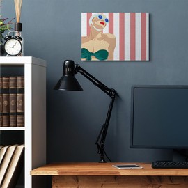 Stupell Industries Pop Vintage Female Swimsuit Bold Red Stripes, Design by Jen Bucheli Canvas Wall Art, 16x20, Multicolor