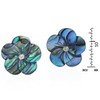Peacock Abalone Plumeria Flower Carved .925 Sterling Silver Post Earrings