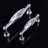 MuDuJia 2-Pack 5.00'' Glass Dresser Drawer Handles/Clear Pulls Knob Chrome