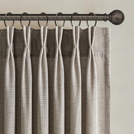 96 Inches Long Pinch Pleated Semi Sheer Curtains,Burlywood Linen Blended Light Filtering Window Curtains 96 Length 2 Panels for Living Room Bedroom Pinch Pleat Drapes with Hooks 2 Panels 40" Wx96 L