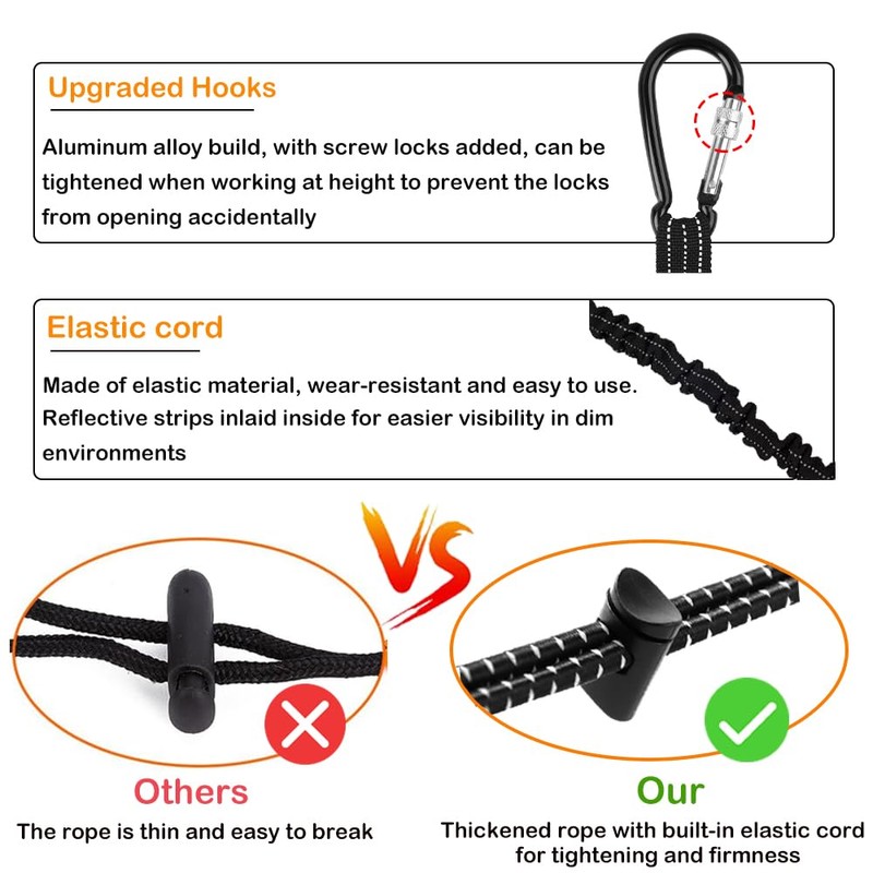 CYSKY 5 Pack Retractable Tool Lanyard with Aluminum Nut Lock