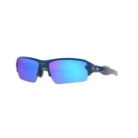 Oakley Men's OO9271 Flak 2.0 Low Bridge Fit Rectangular Sunglasses, Matte Poseidon/Prizm Sapphire Polarized, 61 mm