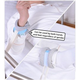 Patient Medical Restraints Bed Limb Immobilizer Cotton Restrain Wrist or Ankle Widened and Adjustable Quick Release (1 Pair Grey)