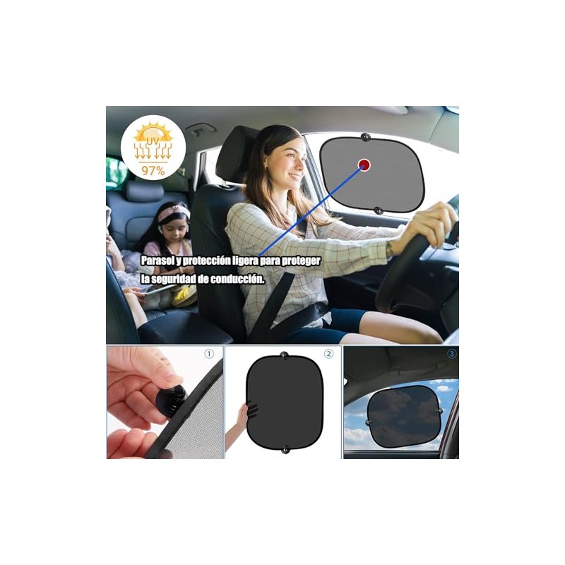 Parasol para Parabrisas de Coche, (65cm*125cm)con 4 Piezas de Malla