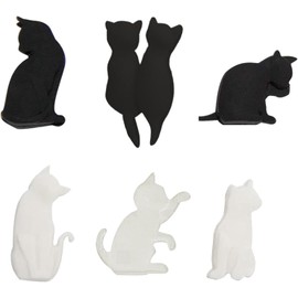 6Pcs Black and White Heat-resistant Silicone Tea Bag Clips Set of 6 Cartoon Cat-shaped Reusable Holders for Bags Drink Markers Food Tea Accessories