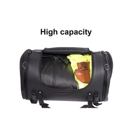 GARGOYLE BELLS Motorcycle Sissy Bar Bag Universal Motorcycle Trunk Bag with Skull Leather Saddlebags Storage Tool Bags for Motorcycle (12" x 21" x 12.5", No Skull, Black)