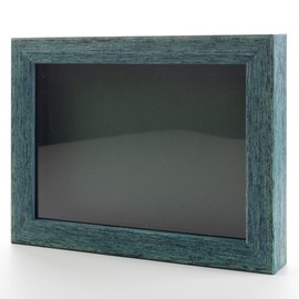 Rustic Blue 6x8 Shadow Box Solid Wood Picture Frame with Green Acid-Free Backing UV Acrylic & Hanging Hardware | 3/4" Usable Depth