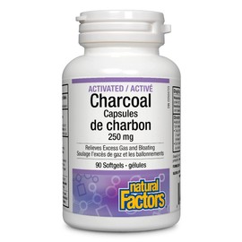 Natural Factors Activated Charcoal Capsules - Premium quality, highly absorbant softgels, easy to swallow. 250 mg per serving / 90 capsules. Unique formula used for detoxification, cleansing, and alleviating gas, pain, fullness, and bloating. For adults 