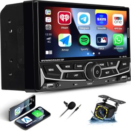 Wireless Apple Carplay Double Din Car Stereo with Andriod Auto Bluetooth 6.9 Inch IPS Touch Screen Car Radio with Backup Camera,FM/AM Car Audio Receiver,Mirror Link,DSP,2 USB/AUX,SWC,Mic