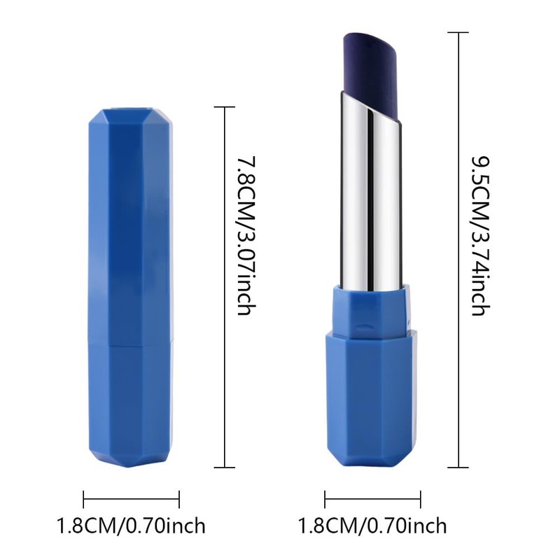 2 Pack Steel Blue Light Blue Cream Matte Lipstick Stick,