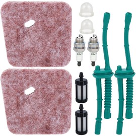 Hipa FS55R Air Filter Fuel Line Primer Bulb Tune Up Kit for Sthil FS55 FS38 FS45 FS46 KM55 HL45 MM55 FC55 String Trimmer Weedeater 4140 124 2800 Air Filter with Spark Plug