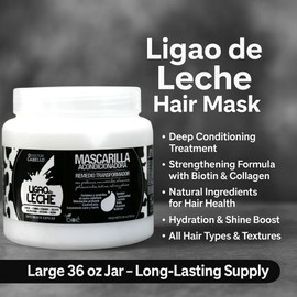 Doctor Cabello Ligao de Leche Hair Mask 36 oz, Deep Conditioning Treatment with Biotin, Collagen & Proteins, Strengthens, Hydrates & Restores Dry or Damaged Hair, Repair Balm for All Hair Types