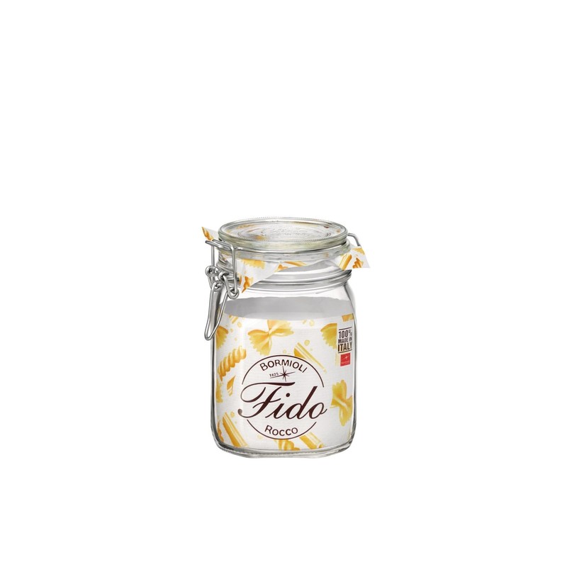 Bormioli Rocco Fido Storage Jar-Wire Bail-1 L-1 Pack, 1 liter,