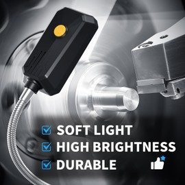 LED Machine Light, Gooseneck Lamp, Clamp-on Gooseneck Light — 2500 lumens, 120 Volts, with a clamp Base, Ideal as an Industrial Lighting Work lamp for Machine Tools and lathes, 25W (Model: J1203)