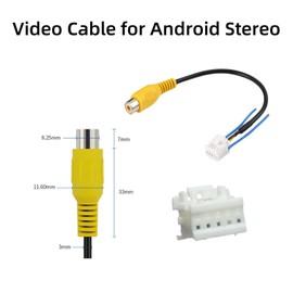 Epronic 10 Pin RCA Rear View Camera Adapter Wiring Harness Video Input Adapter for Android Car Radio Stereo Backup Camera Adapter Cable