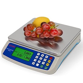 RUJIXU 30kg/1g Electronic Kitchen Scale Stainless Steel Digital Food Scale Counting Balance with LCD Display Batteries Included and 6V poweradapter