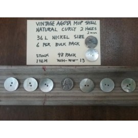 Unbranded  6 Agoya Mop Shell Button 36L 22mm 7/8" 2 hole non flat RInbow reversible