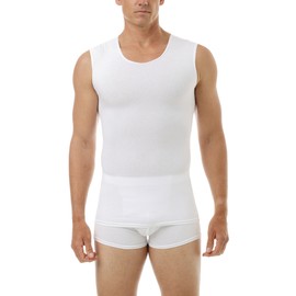 Underworks Men's Ultra Light Cotton Spandex Compression Muscle Shirt, Medium, White