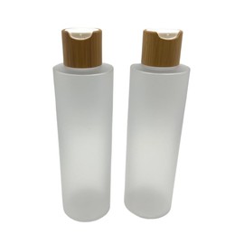 BEECO GIF2U Empty Cosmetic Bottles 8oz/250ml 2 PACK With Bamboo Disc Top Flip Cap for Shampoo Lotion Liquid Soap,Cream,Refilable Plastic Squeeze Travel Size Toiletry Bottles