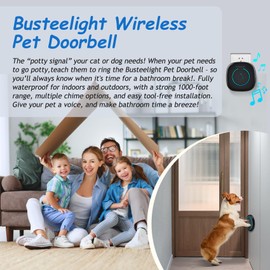 Dog Bells to Go Outside - Wireless Dog Door Bell with 1000ft Range, 60 Melodies, LED, Waterproof Potty Training Bell for Dogs - Dog Door Bells for Potty Training (White - 1 Bell & 1 Receiver)
