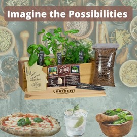 Indoor / Outdoor Herb Garden Kit - Classic Wood Planter Box with Herb Seeds, Plant Stakes and Expanding Wondersoil - 16" Hx 6" Wx 6" L(will fit in windowsill up to 6" deep) (Cedar Wood)