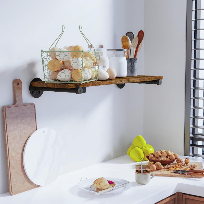 YheenLf Floating Shelves for Wall, Rustic Wood Wall Mounted Shelves