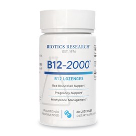 Biotics Research B12-2000™ Vitamin B12 2000 mcg, B6, Folate–B12 Sublingual Lozenges, Methylation Support Supplement, High Potency, Highly Absorbable, Natural, Berry Flavor, Dissolves Easily–60 Count