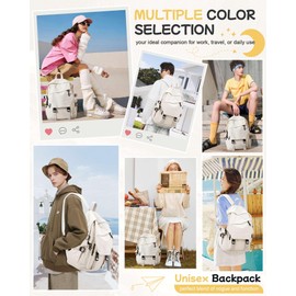 White Backpack for School, Small High School Bookbag Back Pack for Teens Girls Boys, College Backpack Book Bag for Women Men, Mini Simple Casual Daypack Backpack Mochilas Escolares para Adolescentes