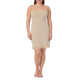 Jones NY Women's Silky Touch 38 Spaghetti Strap Anti-Cling Full Slip w/Lace, Nude, XL
