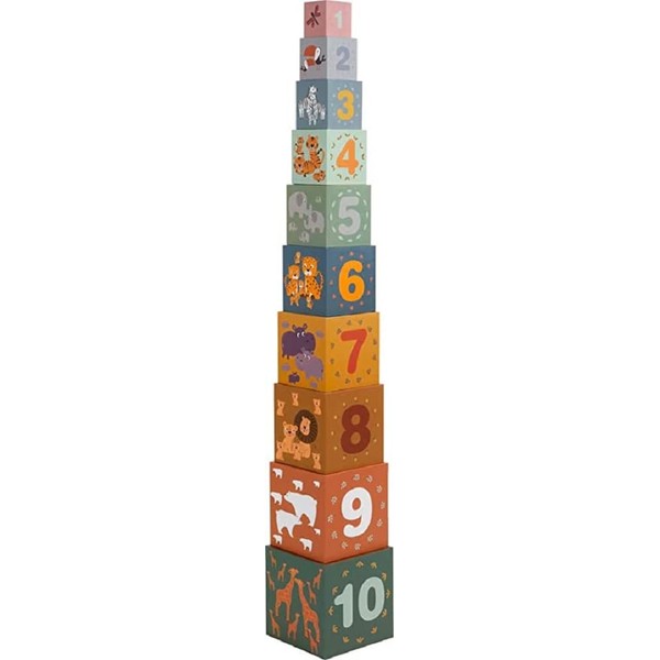 small foot Cubes à empiler «Safari», jouet de motricité, trier, empiler et compter, pour enfants dès 1 an, 11957