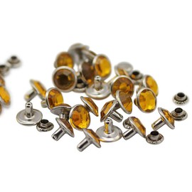 Allstarco 6mm Gold Topaz H107 Acrylic Rhinestone Rivets For Garments Leather, Sewing and Crafts DIY Jewelry Making in Bulk Bracelet Handbags FlipFlops - 100 Pieces